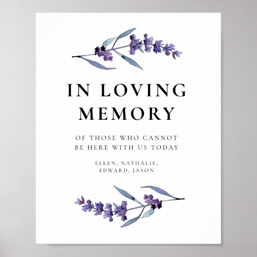 Elegante bloemenlavendel in liefdevol geheugenteke poster (Voorkant)