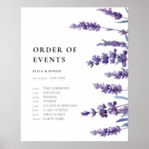 Elegante Bloemenlavendel Orde van Evenementen Poster