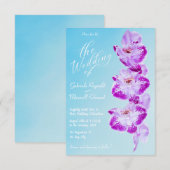 Elegante Bloemenliefde Wit Blauwe Orchideeën Bruil Kaart (Voorkant / Achterkant)