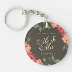 Elegante BloemenM. & Mevr. Wedding Sleutelhanger