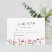 Elegante bloemenmagnolia waterverf RSVP-kaarten Kaart (Staand voorkant)