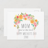 Elegante bloemenmoederdag briefkaart (Voorkant / Achterkant)