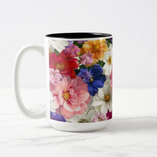 Elegante bloemenmok – botanische bloemenprint koff tweekleurige koffiemok