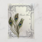 elegante  bloemenpauw bruiloft dank U Briefkaart (Voorkant)