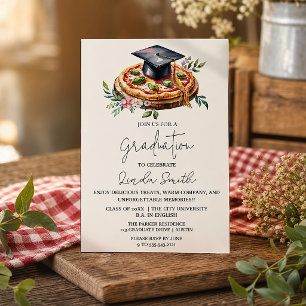 Elegante bloemenpizza afstudeeruitnodiging kaart