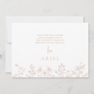 Elegante bloemenpoeder roze verjaardagskaart bedankkaart