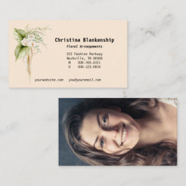 Elegante Bloemenrand Custom Photo Back Visitekaartje