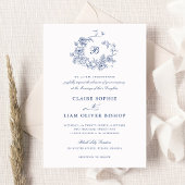 Elegante bloemenrozen krans bruiloft monogram kaart