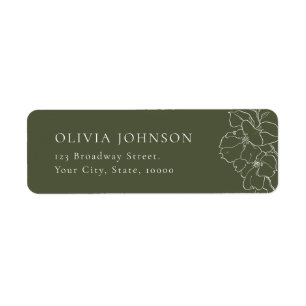 Elegante bloemensalie groen Retouradreslabel Etiket