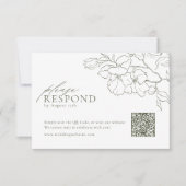 Elegante bloemensalie groene bruiloft QR-code RSVP Kaartje (Voorkant)