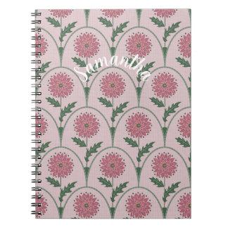 Elegante bloemenschaal & aangepaste naam op stoffi notitieboek