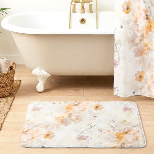 Elegante bloemenschildering in waterverf badmat