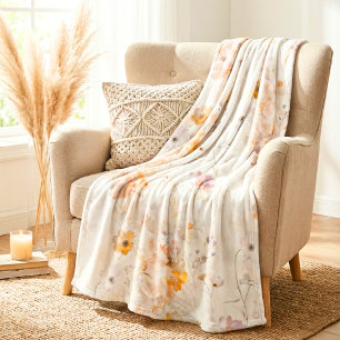 Elegante bloemenschildering in waterverf fleece deken