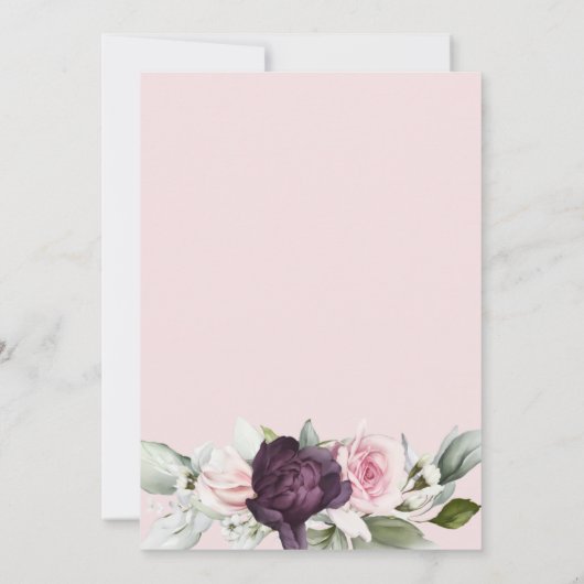 Elegante Bloemenschildering in Waterverf Roze 50e  Kaart (Achterkant)