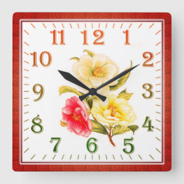 Elegante Bloemense Vierkante Acryl Wandklok Klok