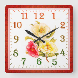Elegante Bloemense Vierkante Acryl Wandklok Klok