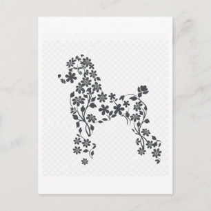 Elegante bloemensilhouet van Poodle - Artistieke h Briefkaart