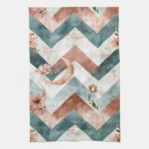 Elegante bloemenslinger met warme maanaccenten theedoek