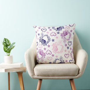 Elegante bloemenslingers & Stippen Hartjes Patroon Kussen