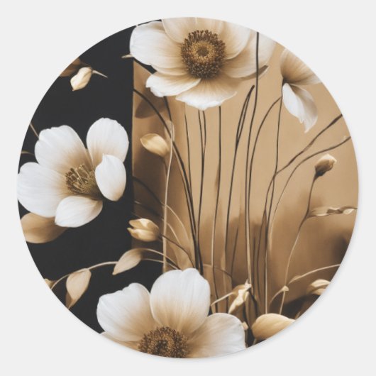 Elegante bloemenStickers Ronde Sticker (Voorkant)