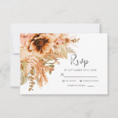 Elegante bloementerracotta herfstbruiloft RSVP kaartje (Voorkant)