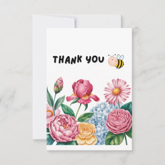 Elegante bloementuin bedankkaart (Voorkant)