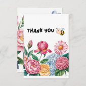 Elegante bloementuin bedankkaart (Voorkant / Achterkant)