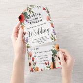 Elegante Bloementuin Bruid & Bruidegom Zomer Huwel All In One Uitnodiging (Afscheurbaar)