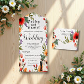 Elegante Bloementuin Bruid & Bruidegom Zomer Huwel All In One Uitnodiging