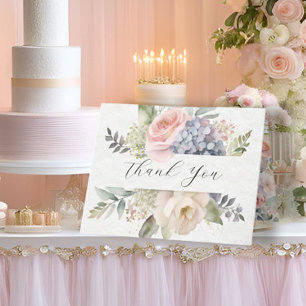 Elegante bloementuin Roze Rose Blue Hydrangeas Bedankkaart