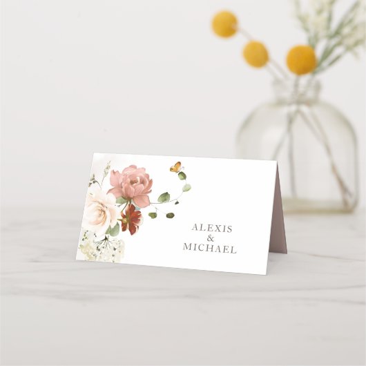 Elegante Bloementuin Trouwplaats Kaart (Achterkant)