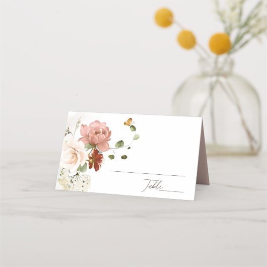 Elegante Bloementuin Trouwplaats Kaart (Voorkant)