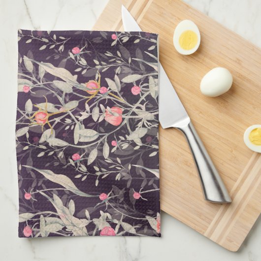 Elegante Bloementuin Waterverf Rozen & Tulpen Theedoek (Quarter Fold)