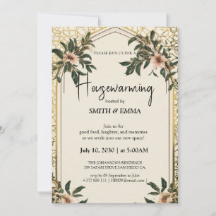 Elegante bloemenuitnodiging voor housewarming nieu kaart