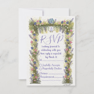 Elegante bloemenvaste RSVP-kaart 5x3,5 - met de ha