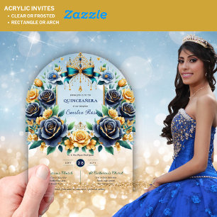 Elegante Bloemenvlinders QUINCEANERA Clear Acryl Uitnodigingen