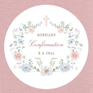 Elegante bloemframebevestiging ronde sticker