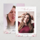 Elegante Bloemhart Script 2 Foto Dankkaart Bedankkaart (Voorkant / Achterkant)