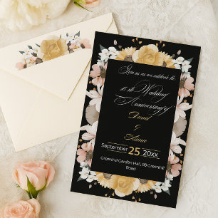 Elegante bloemige 10de huwelijksjubileum uitnodigi kaart