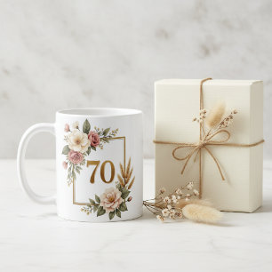 Elegante bloemige 70ste verjaardag aangepaste naam koffiemok