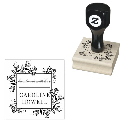 Elegante bloemige aangepaste naam handgemaakt met rubberstempel (Gestempeld)
