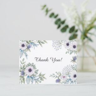 Elegante Bloemige Aquarel Dank Je Wel Briefkaart