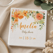Elegante bloemige babyshower papieren servetten