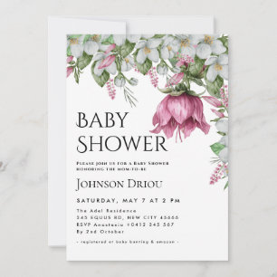 Elegante bloemige babyshower uitnodiging