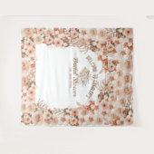 Elegante bloemige beige rozen bruiloft feest wandkleed (Voorkant (horizontaal))