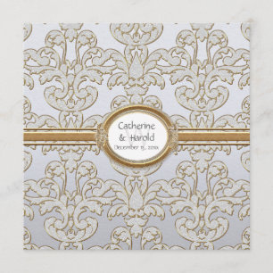 Elegante Bloemige Blad Damast Barok Gouden Krulkaa Kaart