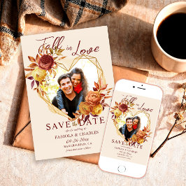 Elegante Bloemige Boho Verliefd Foto Huwelijk Save The Date