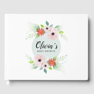 Elegante Bloemige Botanische Bloemen Baby Shower Gastenboek