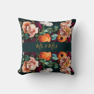 Elegante bloemige botanische rustieke Mr. & Mrs. t Kussen