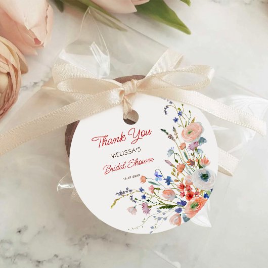 Elegante bloemige bruidsbruiloft bedankje bedankjes labels